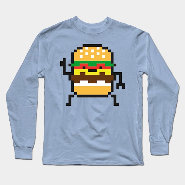 8 Bit Burger Long Sleeve T-Shirt by AlbyLetoy